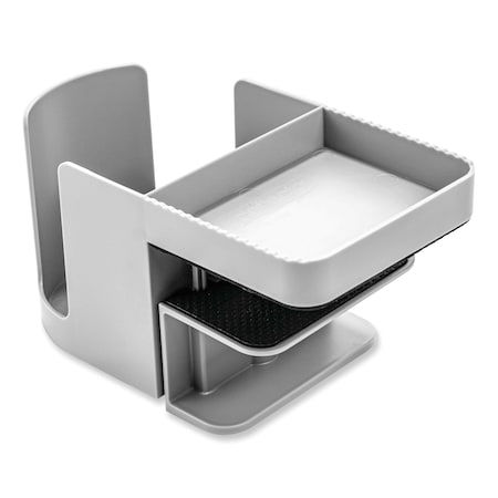 Deflecto Standing Desk Cup Holder Organizer, Two Sections, 3.94 x 7.04 x 3.54, Gray 400000
